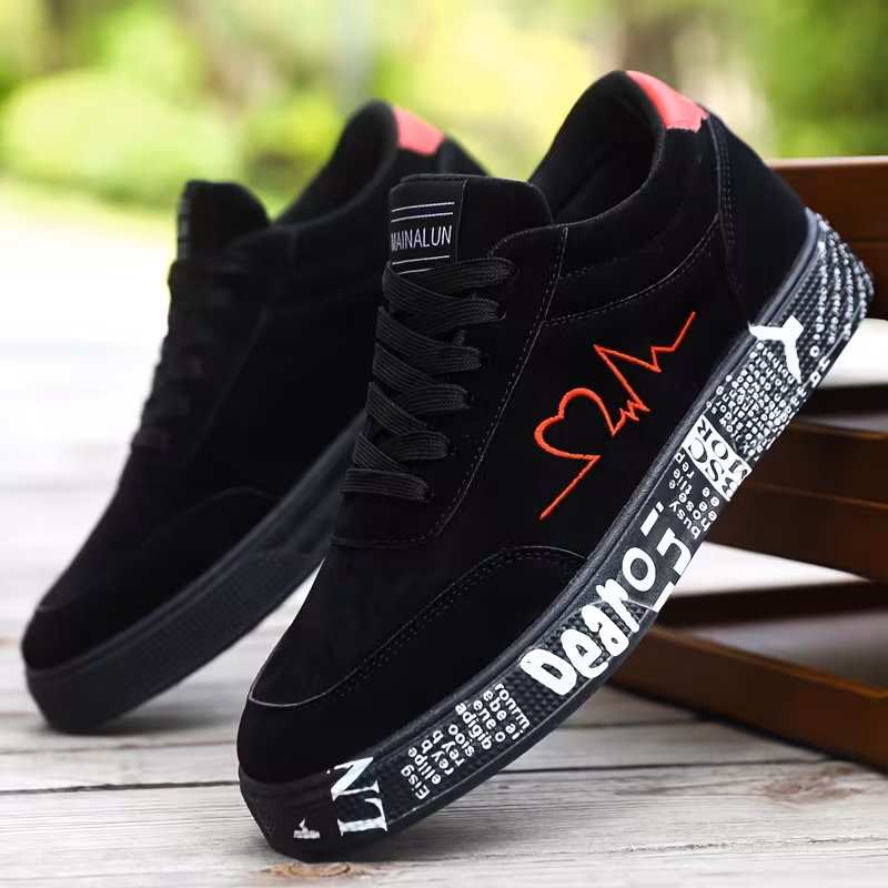 Breathable round toe graphic sneakers from Temu