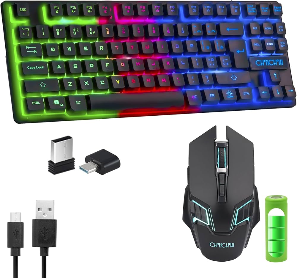 RGB backlit wireless keyboard mouse combo compact TKL