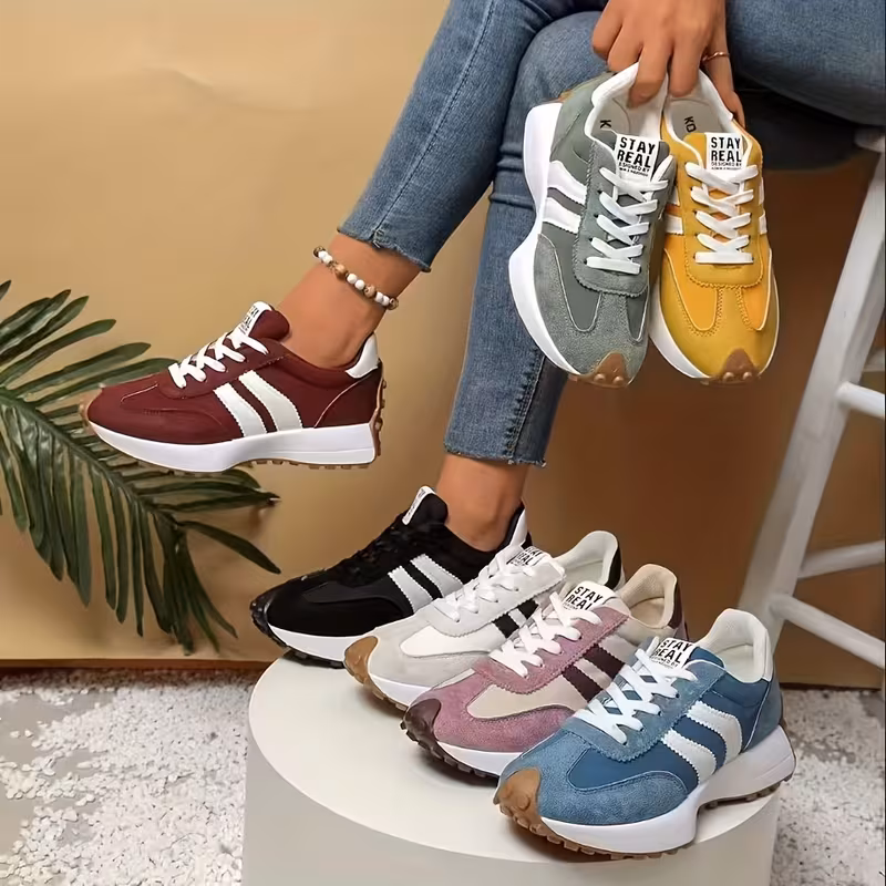 Side view of KOONEXY retro thick sole sneaker