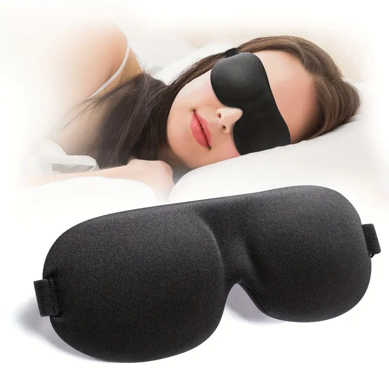 3D contoured blackout sleep mask eye cavities adjustable strap
