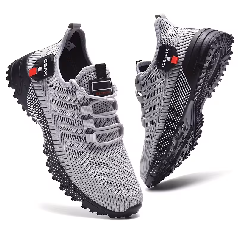 Men's Breathable Mesh Sneaker side profile showing red accent detailing and mesh upper