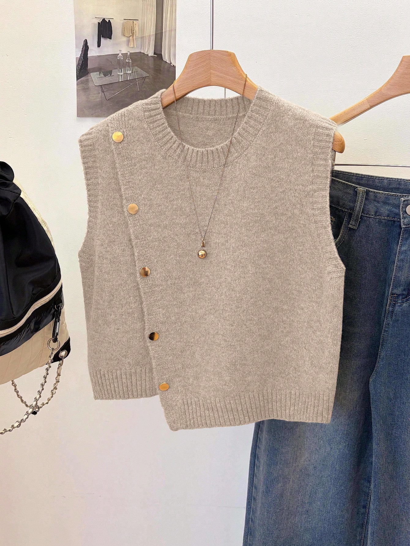 SHEIN solid color asymmetrical knit sweater vest South Africa R204 deal